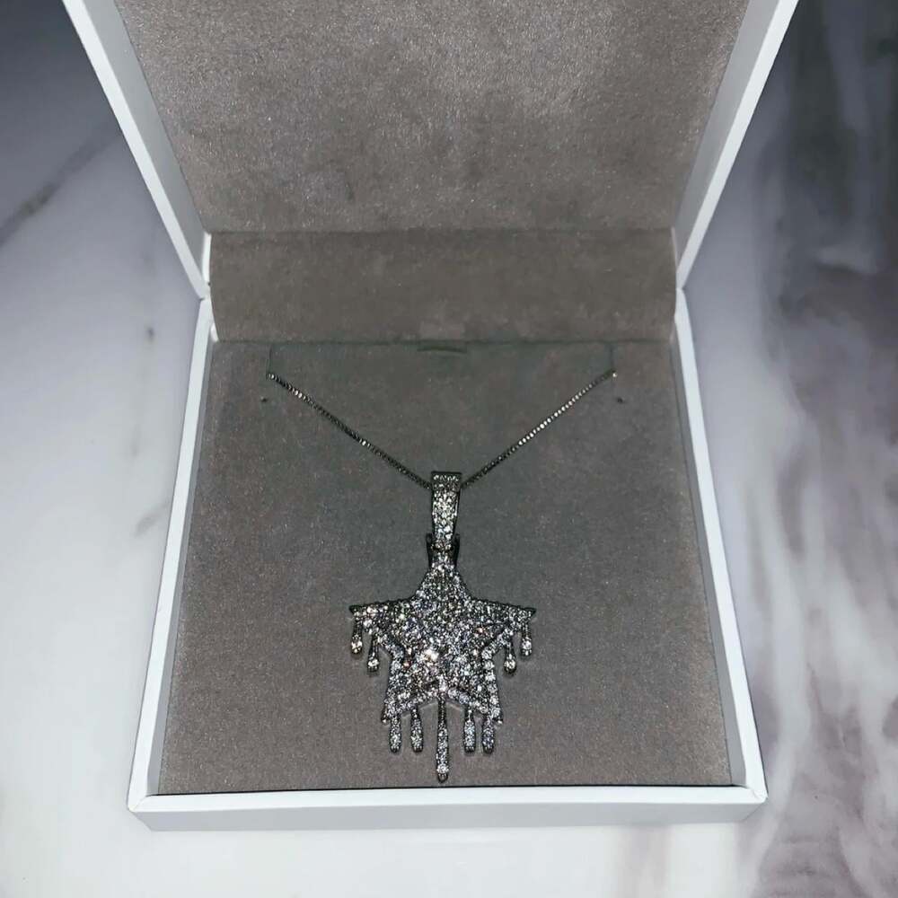 Silver Star Pendant Necklace With B 7 D 3